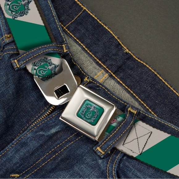 Slytherin Crest Harry Potter safety belt seatbelt buckle belt 25” to 45” waist - Picture 2 of 10